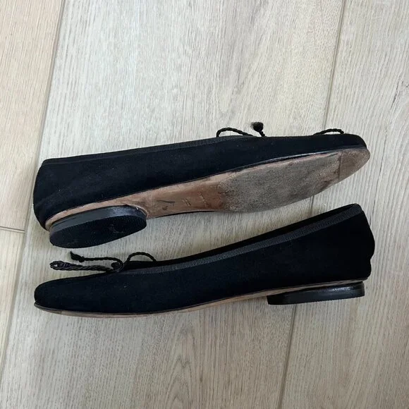 London Sole Suede Black Ballet Flats 36 - Picture 4 of 6
